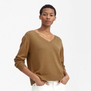 Everlane The Soft Cotton V-Neck Sweater in Ochre